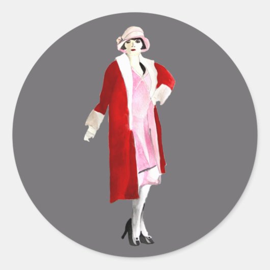 Sticker Rond Flapper vintage fashion lady roaring twenties (Devant)