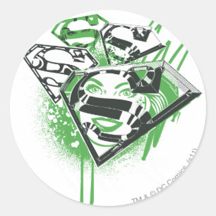 Sticker Rond Flaques de vert de Supergirl
