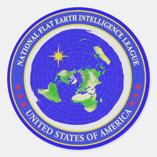 Sticker Rond Flat Earth Designs - Intelligence League USA (Devant)