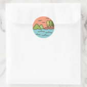 Sticker Rond Flat Line Nature Landscape (Sac)