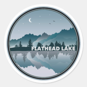 Sticker Rond Flathead Lake Montana Réflexion