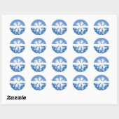 Sticker Rond Flèche de neige bleue et blanche de Noël (Feuille)