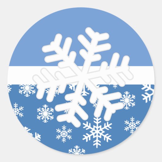Sticker Rond Flèche de neige bleue et blanche de Noël (Devant)