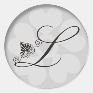 Sticker Rond Flèches de bordure en argent Monogramme L