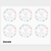 Sticker Rond Flèches de neige bleu rose Merci neige beaucoup (Feuille)
