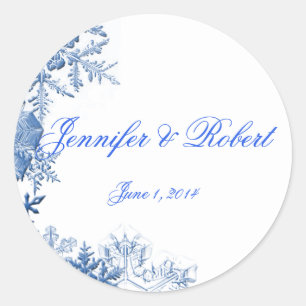Sticker Rond Flèches de neige bleues sur Arrière - plan blanc