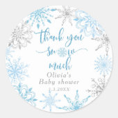 Sticker Rond Flèches de neige en argent bleu Merci beaucoup de  (Devant)