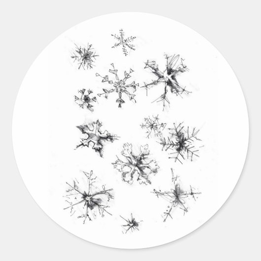 Sticker Rond Flèches de neige en chute délicate (Devant)