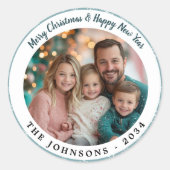 Sticker Rond Flèches de neige Turquoises modernes (Devant)