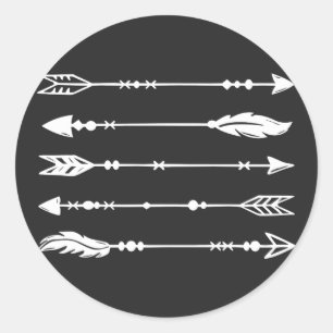 Sticker Rond Flèches de style Boho en blanc