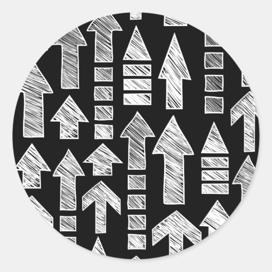 Sticker Rond Flèches esquissées noir et blanc (Devant)