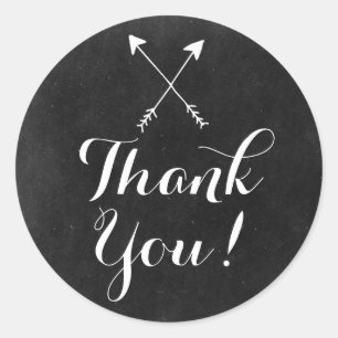 Sticker Rond Flèches Traversées Sur Merci Boho Rustique En Tabl