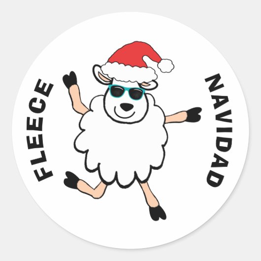 Sticker Rond Fleece Feliz Navidad Sheep Noël (Devant)