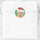 Sticker Rond Fleece Navidad Christmas Llama avec Santa Hat (Sac)