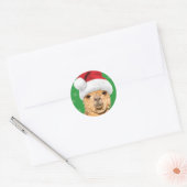 Sticker Rond Fleece Navidad Christmas Llama avec Santa Hat (Enveloppe)