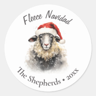 Sticker Rond Fleece Navidad Sheep