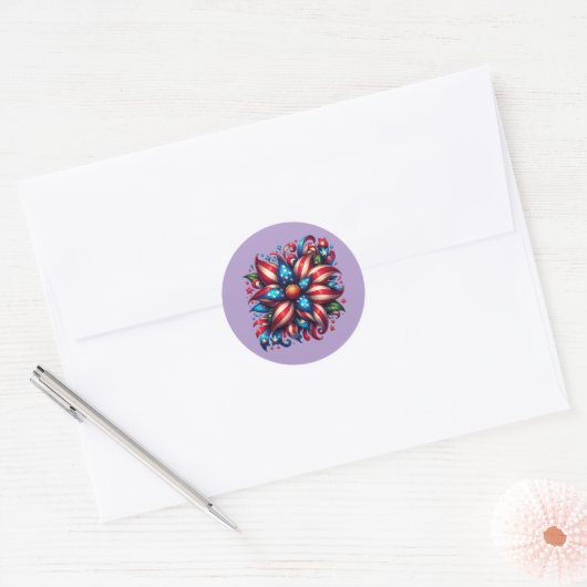Sticker Rond Fleur 4 juillet (Enveloppe)