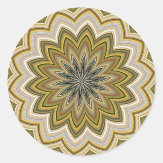 Sticker Rond Fleur Abstraite Vert Et Beige (Devant)