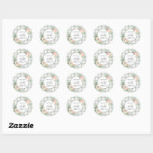 Sticker Rond Fleur aquarelle | Baby shower Pastel Plaid (Feuille)