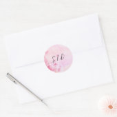 Sticker Rond Fleur aquarelle rose (Enveloppe)