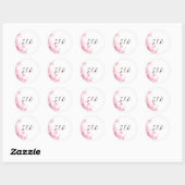 Sticker Rond Fleur aquarelle rose (Feuille)
