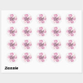 Sticker Rond Fleur aquarelle violette faite main (Feuille)