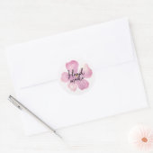 Sticker Rond Fleur aquarelle violette faite main (Enveloppe)