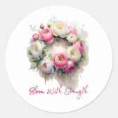 Sticker Rond Fleur Avec Force, Mug Classique (Devant)