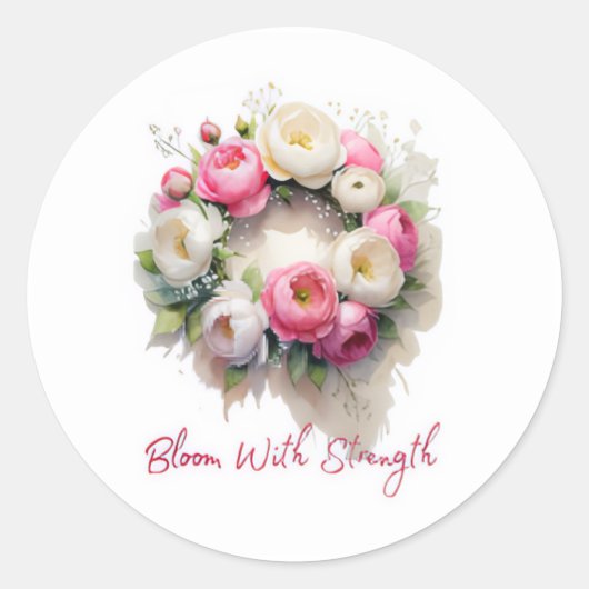 Sticker Rond Fleur Avec Force, Mug Classique (Devant)