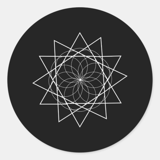 Sticker Rond Fleur avec triangles géométrie sacrée (Devant)