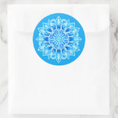 Sticker Rond Fleur Batik Mandala en Turquoise (Sac)