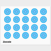 Sticker Rond Fleur Batik Mandala en Turquoise (Feuille)