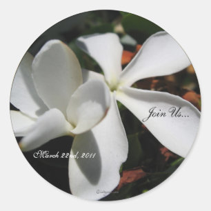 Sticker Rond Fleur blanche Enveloppe de mariage personnalisée