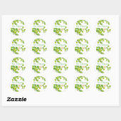 Sticker Rond Fleur blanche et jardin Feuille vert (Feuille)