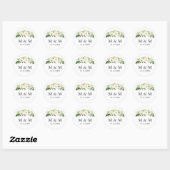 Sticker Rond Fleur blanche | Monogramme classique Mariage flora (Feuille)