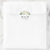 Sticker Rond Fleur blanche | Monogramme classique Mariage flora (Sac)