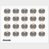 Sticker Rond Fleur Blanche Romantique & Perles Bois Rustique (Feuille)