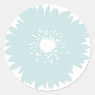 Sticker Rond Fleur bleu simplicité