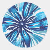 Sticker Rond Fleur bleue Abstraite Art déco (Devant)