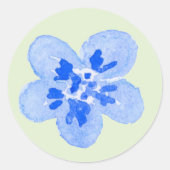 Sticker Rond Fleur bleue aquarelle (Devant)