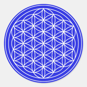 Sticker Rond Fleur bleue d'autocollant de la vie