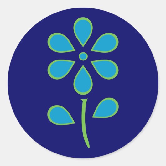 Sticker Rond Fleur bleue et verte (Devant)