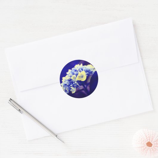 Sticker Rond Fleur Blue Hydrangea (Enveloppe)