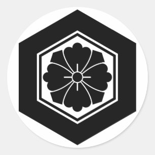 Sticker Rond Fleur carrée avec épées en écaille de tortue