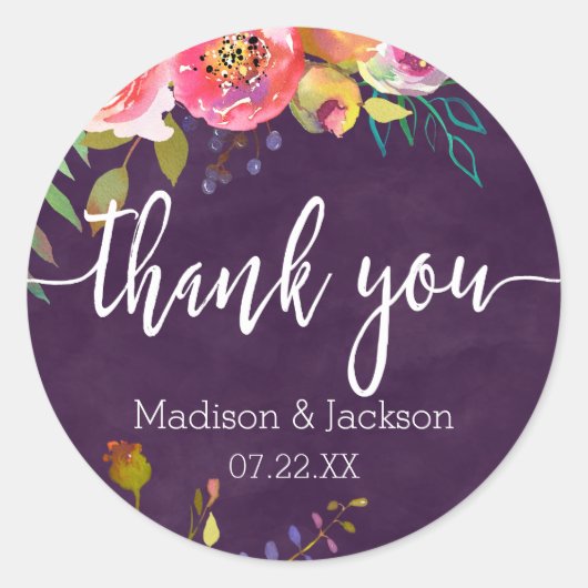 Sticker Rond Fleur Chic Couleur Editable Mariage Faveur (Devant)