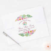 Sticker Rond Fleur Chic Mint & Blush Pink Floral Business (Enveloppe)