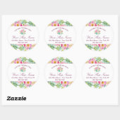Sticker Rond Fleur Chic Mint & Blush Pink Floral Business (Feuille)