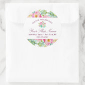 Sticker Rond Fleur Chic Mint & Blush Pink Floral Business (Sac)