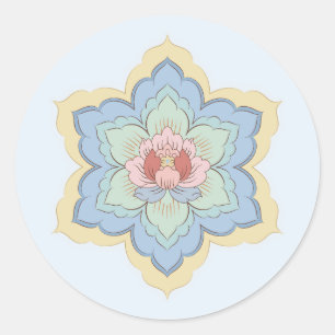 Sticker Rond Fleur chinoise Baoxiang en pêche et ciel