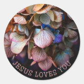 Sticker Rond Fleur chrétienne Jésus t'aime (Devant)